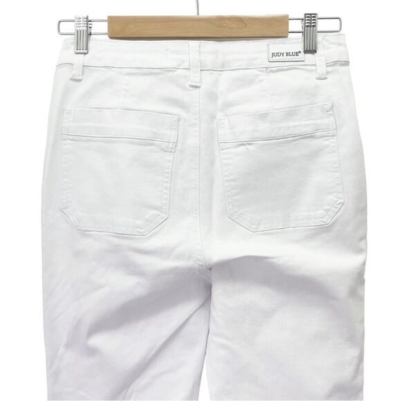 NWT Judy Blue White High Rise Button-Fly Patch Pocket Flare Jeans Size 27 NEW - Picture 6 of 15